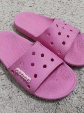 Crocs Pink Sandals Slides Iconic Comfort Women's Size 8 Men's Size 6
